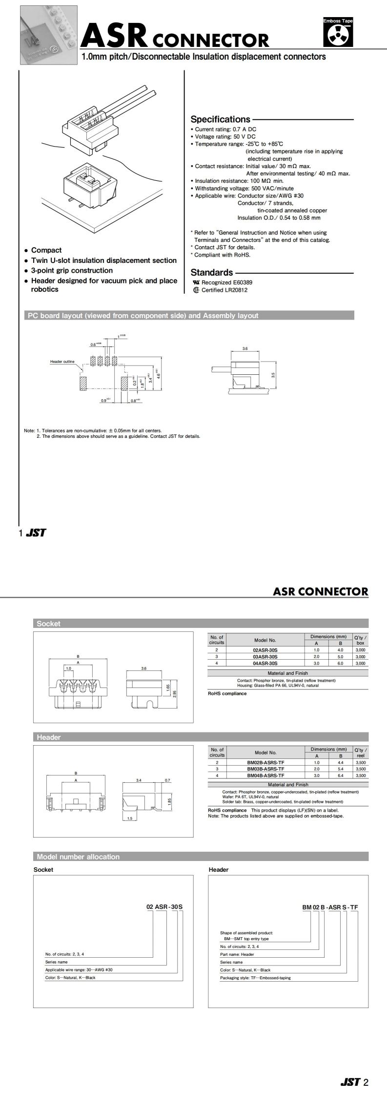 JST 02ASR-36S Connecting Cable, (Earphone Terminal Cable).