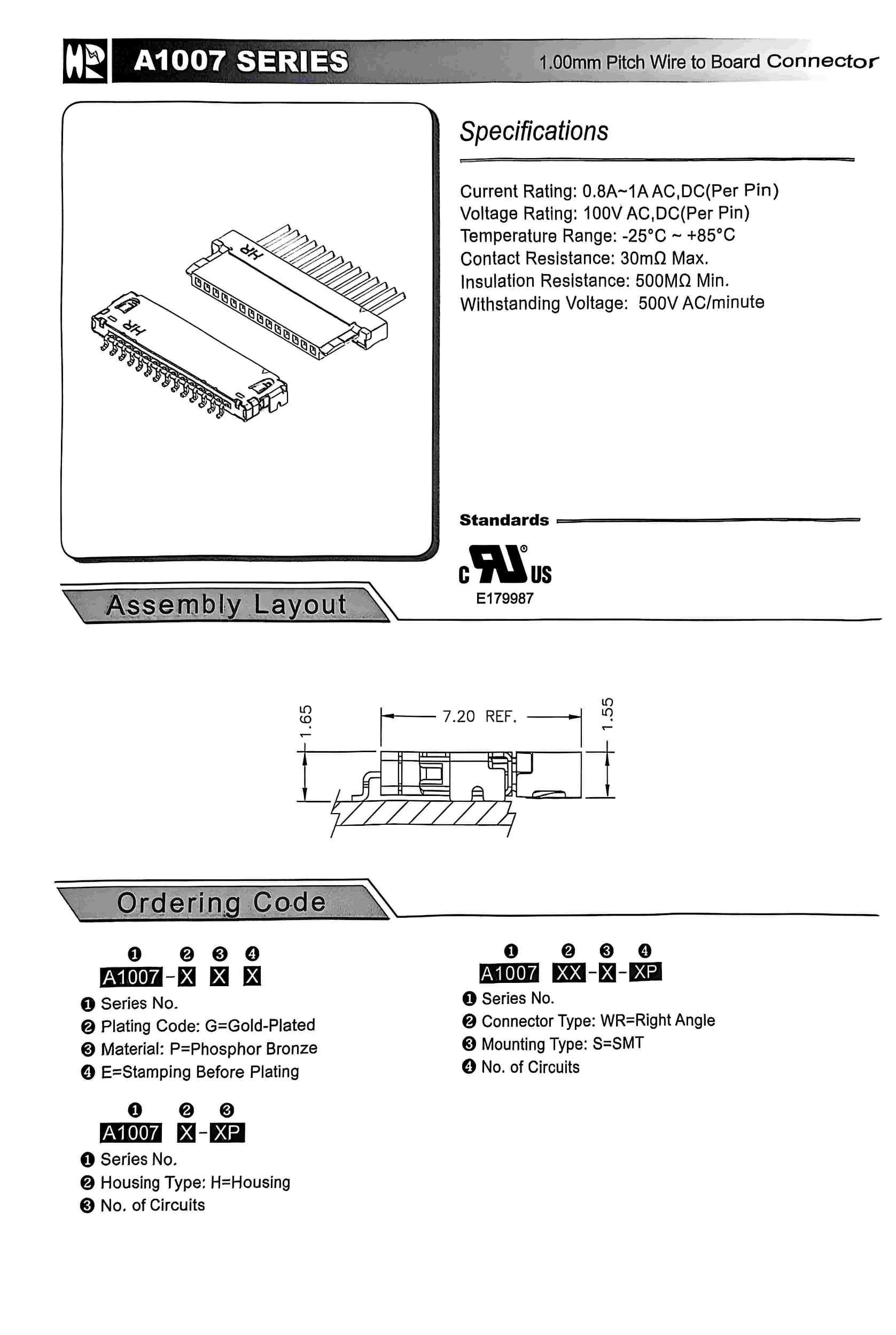 A1007 Wire-to-Board Display Cable